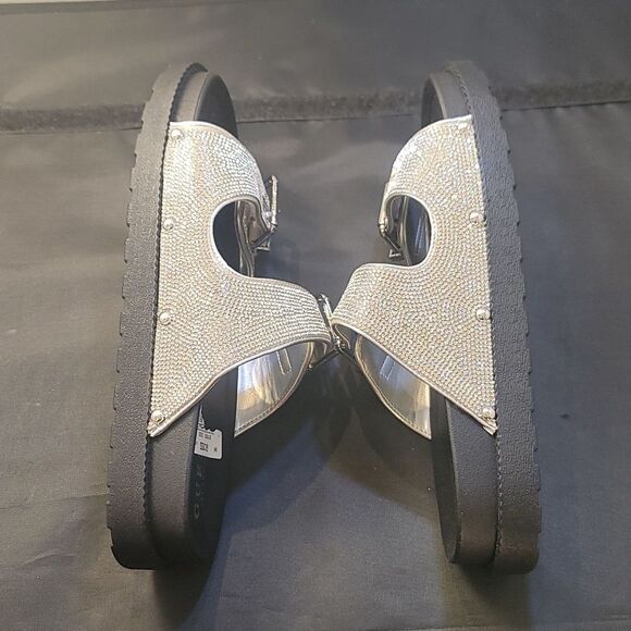 BRAND NEW GUESS GLASS STONES RHINESTONE SLIDE SANDALS - Picture 11 of 16